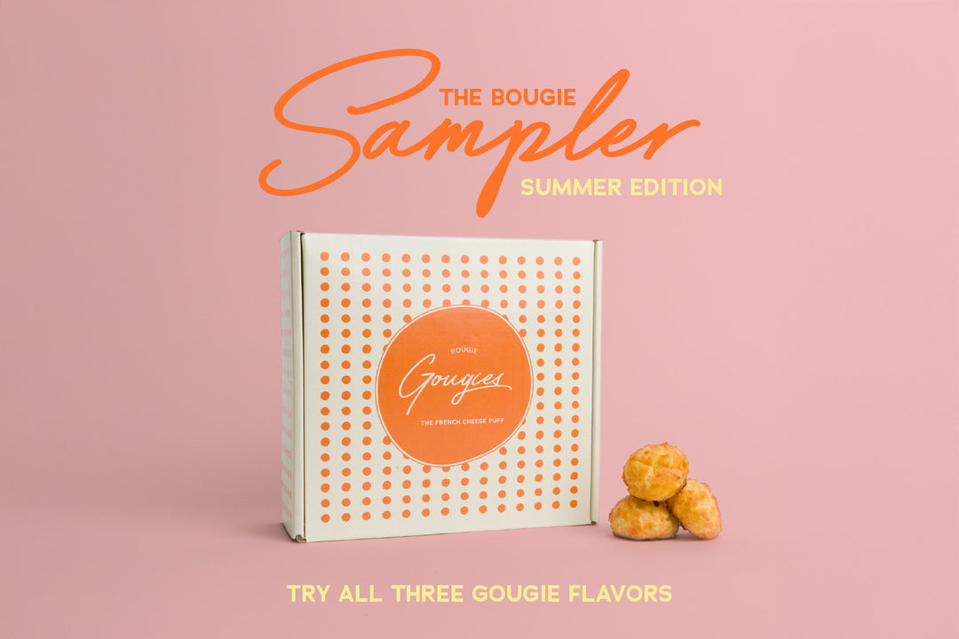 The Bougie Sampler - Summer Edition: packaging box plus three baked bougies pictured
